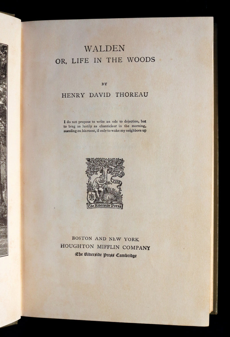 1893 Scarce Edition - WALDEN or, Life in the Woods by Henry David Thoreau with Photogravures.
