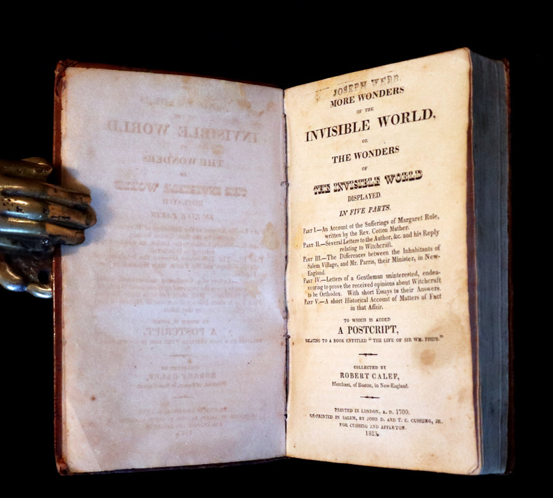 1823 Scarce Book - SALEM WITCHCRAFT - Wonders of the Invisible World by Robert Calef.
