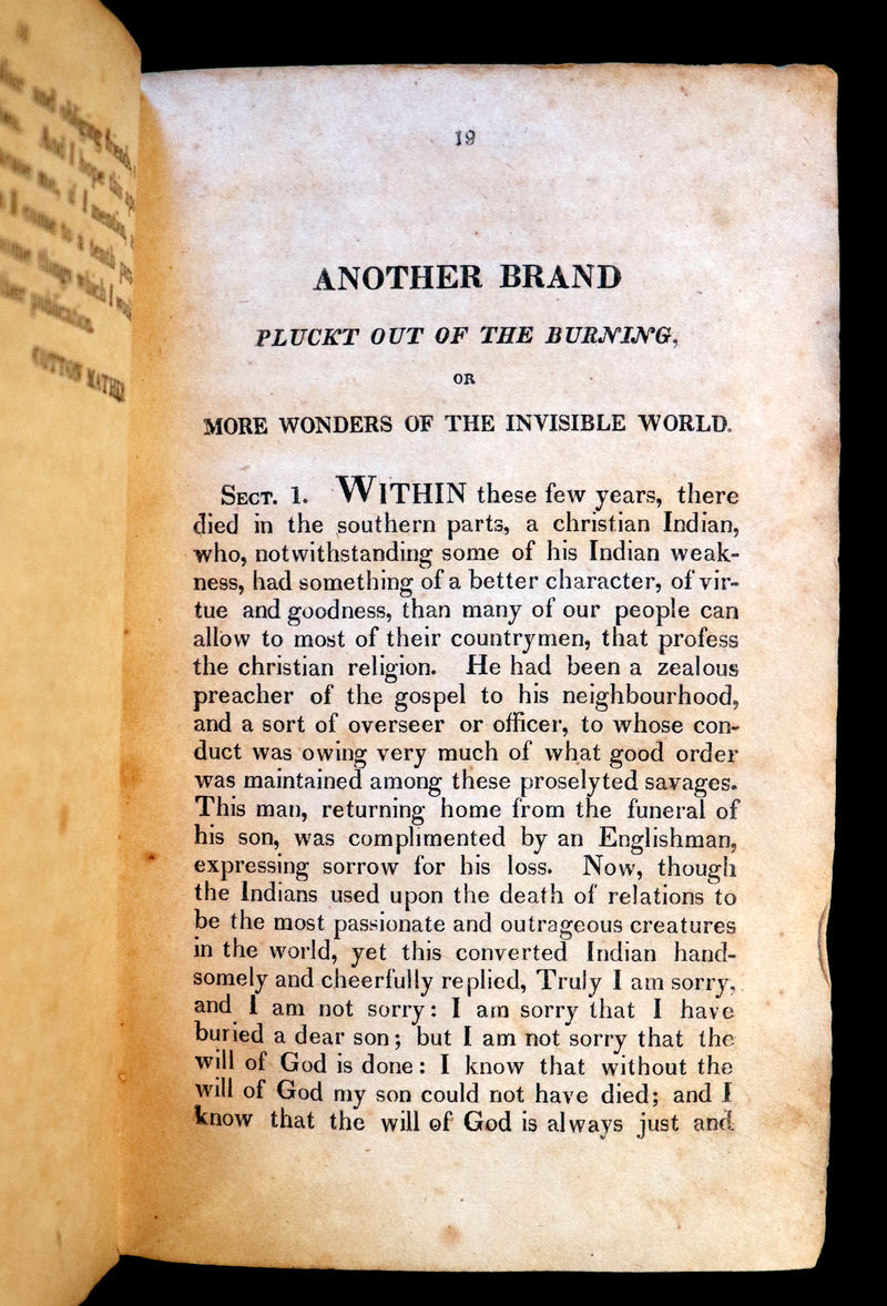 1823 Scarce Book - SALEM WITCHCRAFT - Wonders of the Invisible World by Robert Calef.
