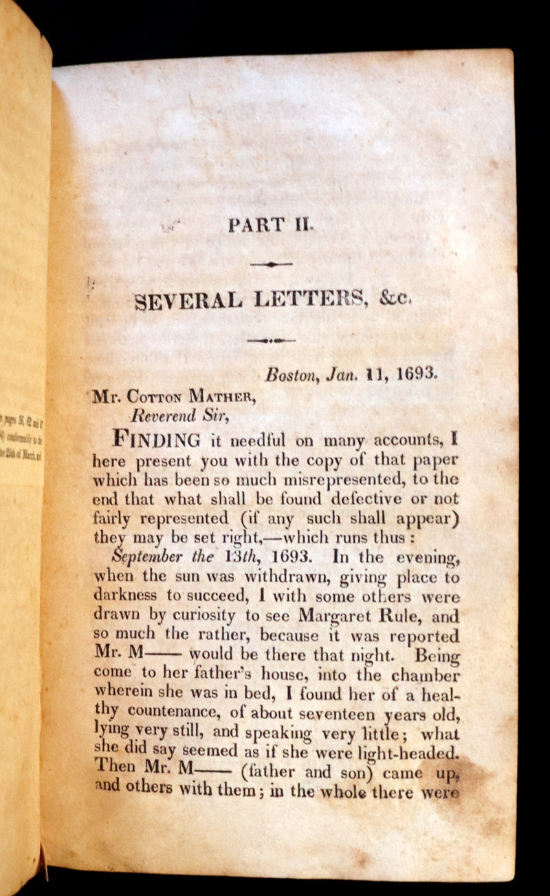 1823 Scarce Book - SALEM WITCHCRAFT - Wonders of the Invisible World by Robert Calef.