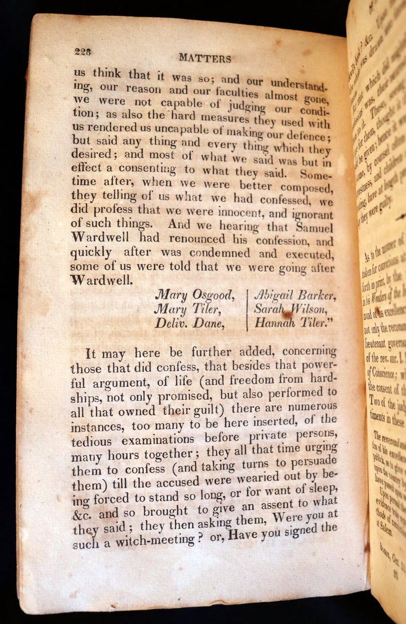 1823 Scarce Book - SALEM WITCHCRAFT - Wonders of the Invisible World by Robert Calef.