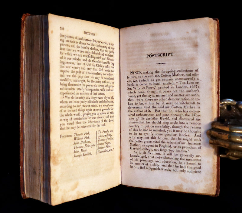 1823 Scarce Book - SALEM WITCHCRAFT - Wonders of the Invisible World by Robert Calef.