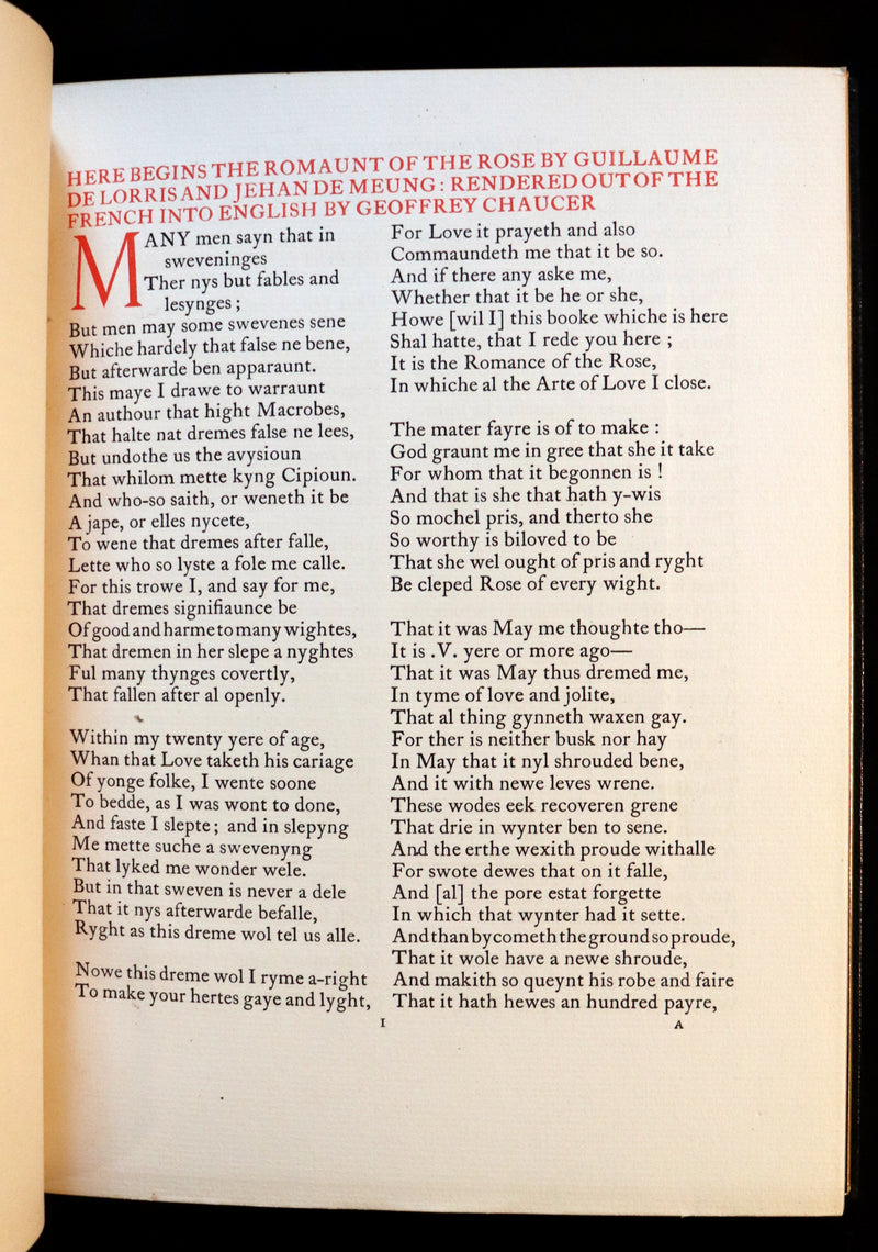 1911 First Illustrated Edition bound by Booklover's Shop - The Romaunt of the Rose by Chaucer. Medieval Poem.