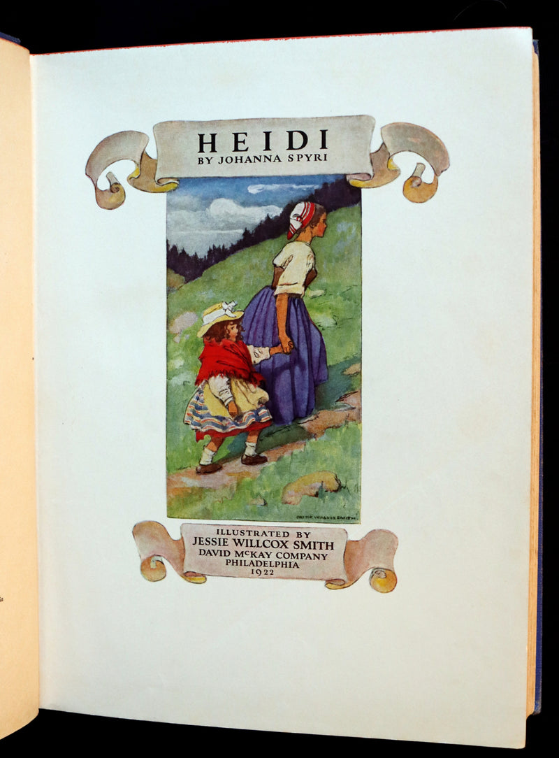 1922 Rare Book - HEIDI by Johanna Spyri illustrated in color by Jessie Willcox Smith.