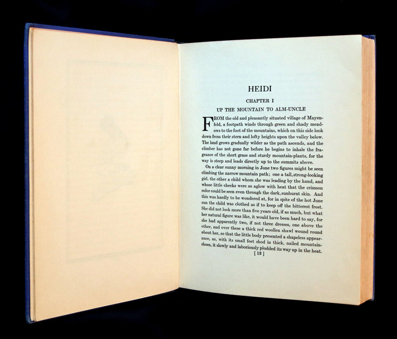 1922 Rare Book - HEIDI by Johanna Spyri illustrated in color by Jessie Willcox Smith.