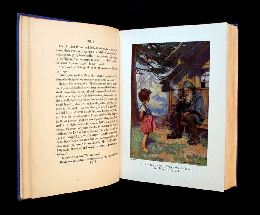 1922 Rare Book - HEIDI by Johanna Spyri illustrated in color by Jessie Willcox Smith.