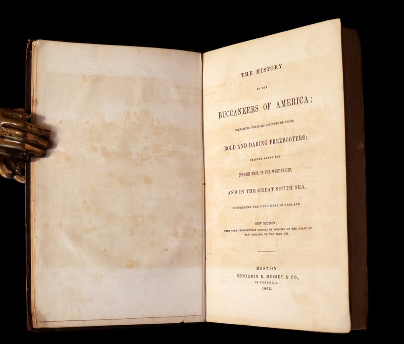 1853 Scarce Book - Pirates -The History Of The Buccaneers Of America. Illustrations & MAP.