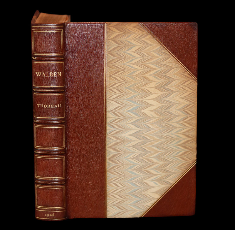 1906 Beautiful Edition bound by SANGORSKI - WALDEN or Life in the Woods by Henry David Thoreau with Photographs.