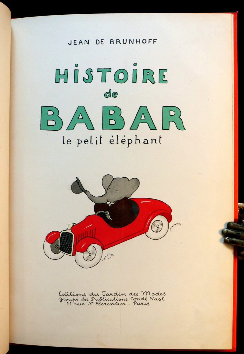 1931 TRUE FIRST EDITION French Book - Histoire de BABAR le Petit Elephant by Jean de Brunhoff.