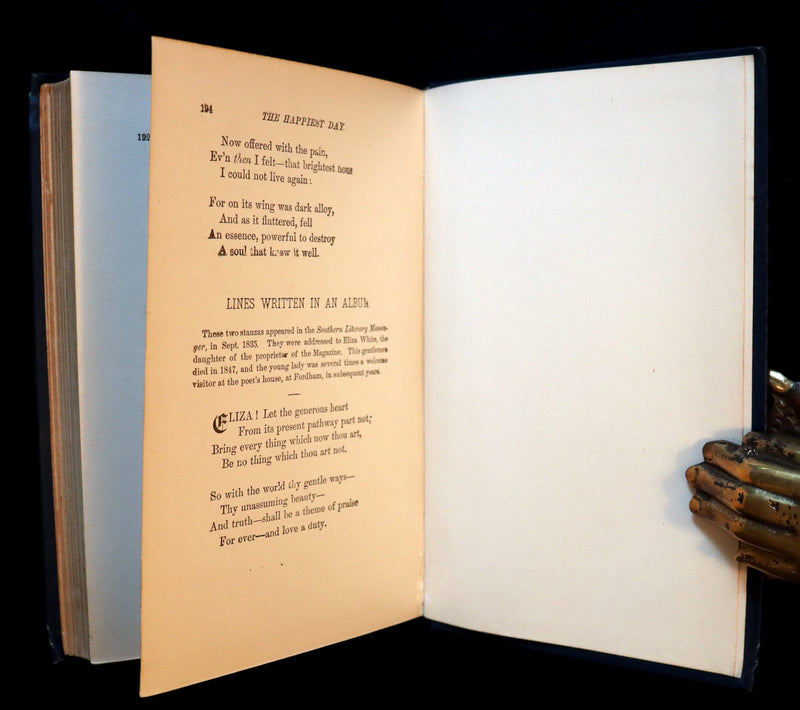 1890 Rare Book - Poems of EDGAR ALLAN POE including some Poems not Hitherto introduced in his Works.