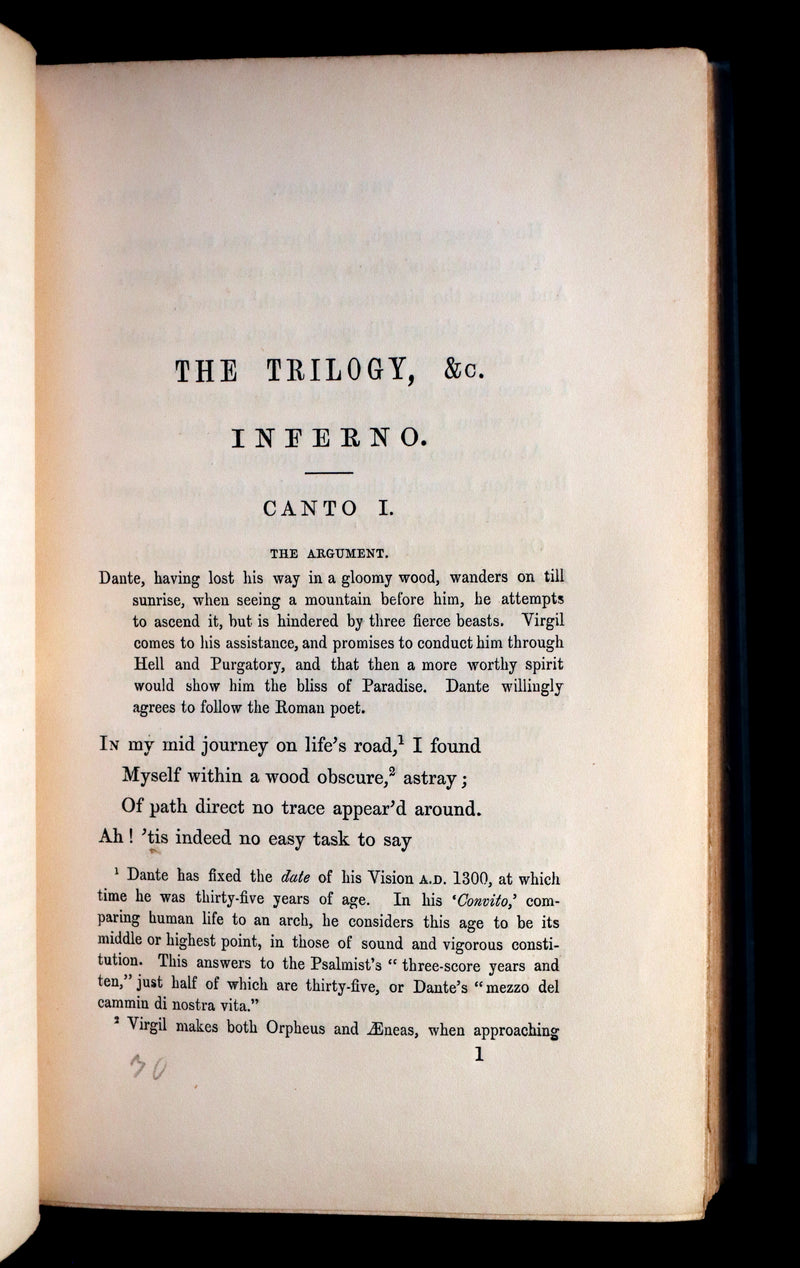 1859 Scarce Book - THE TRILOGY, OR DANTE'S THREE VISIONS - INFERNO, OR THE VISION OF HELL.