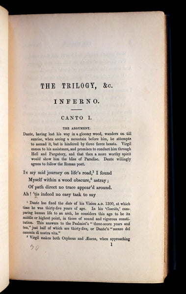 1859 Scarce Book - THE TRILOGY; OR DANTE'S THREE VISIONS - INFERNO, OR THE VISION OF HELL.