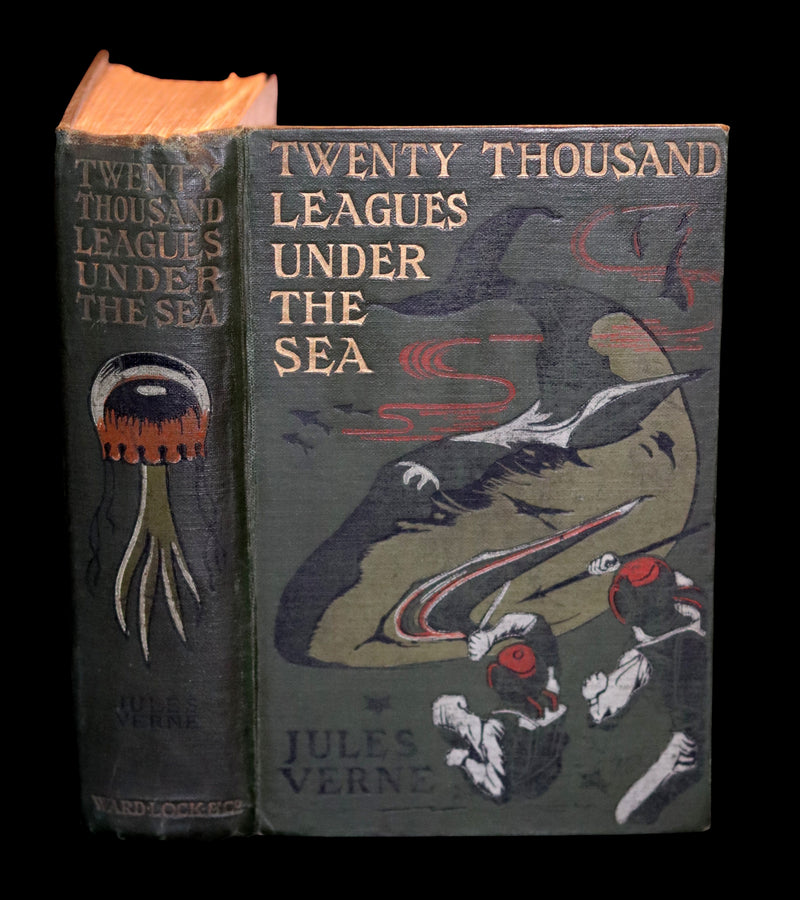 1905 Rare Book - Twenty Thousand Leagues Under the Sea by Jules Verne. Green variant.