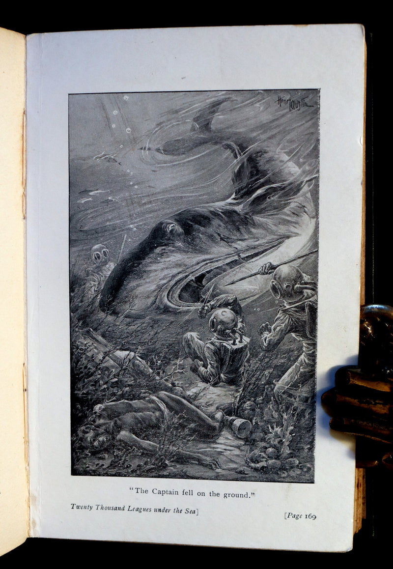 1905 Rare Book - Twenty Thousand Leagues Under the Sea by Jules Verne. Green variant.