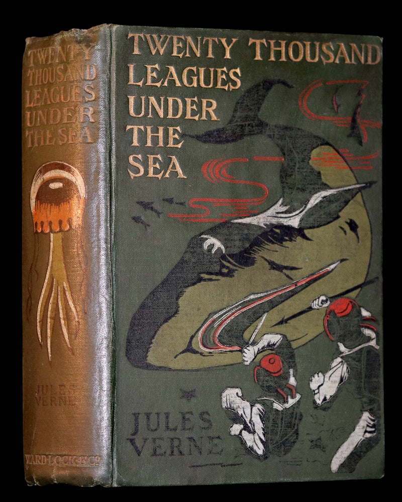 1905 Rare Book - Twenty Thousand Leagues Under the Sea by Jules Verne. Green variant.