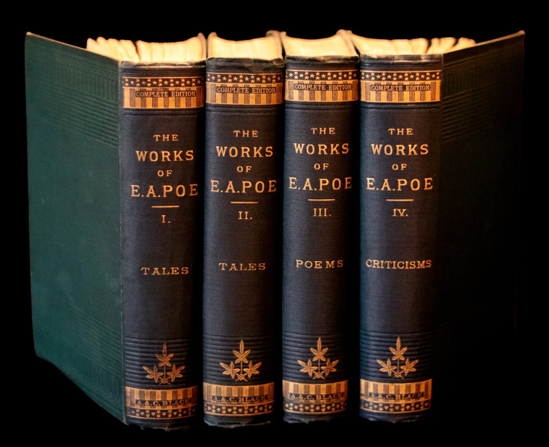1883 Rare Book Set - The Works of Edgar Allan Poe (including Poems, Tales of Mystery and Imagination, Other).