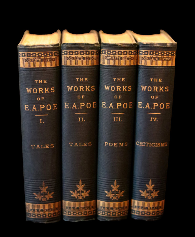 1883 Rare Book Set - The Works of Edgar Allan Poe (including Poems, Tales of Mystery and Imagination, Other).