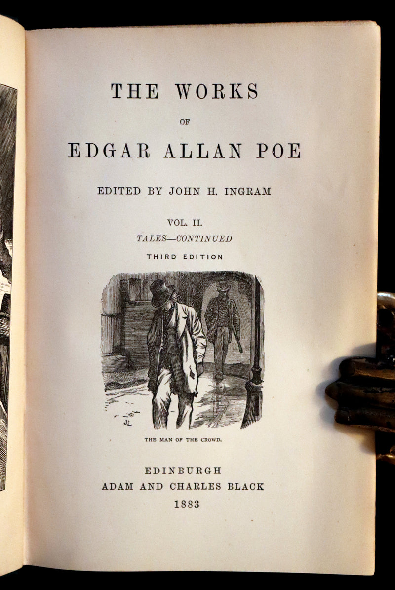 1883 Rare Book Set - The Works of Edgar Allan Poe (including Poems, Tales of Mystery and Imagination, Other).