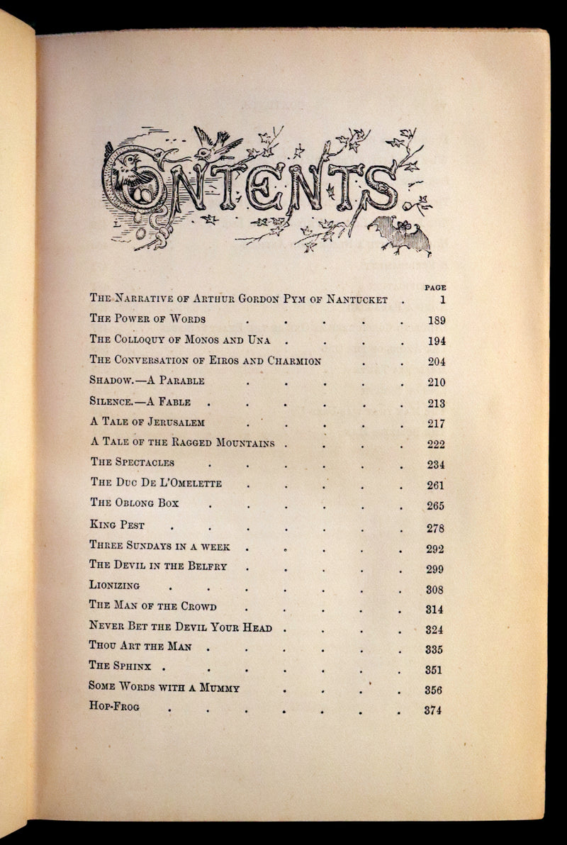 1883 Rare Book Set - The Works of Edgar Allan Poe (including Poems, Tales of Mystery and Imagination, Other).