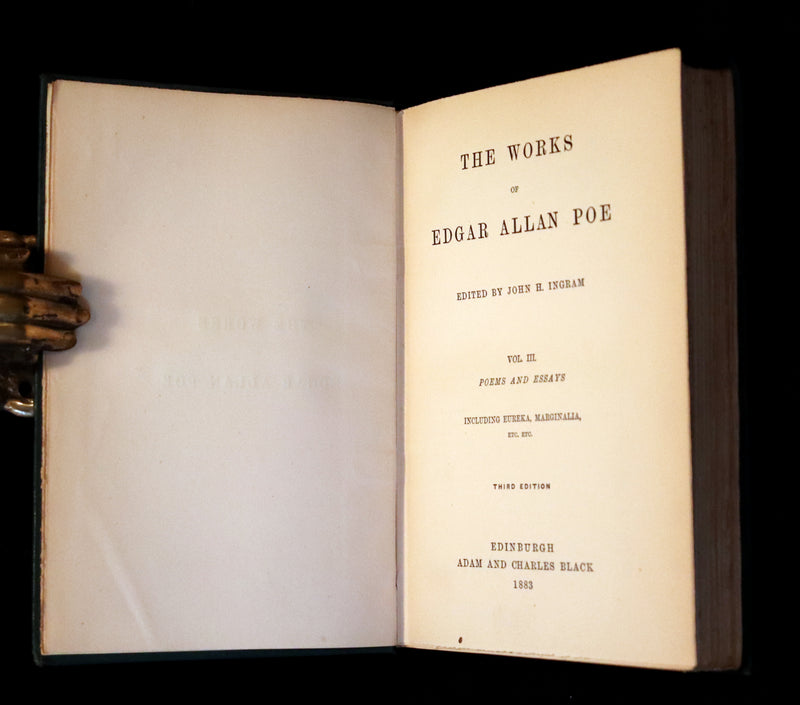 1883 Rare Book Set - The Works of Edgar Allan Poe (including Poems, Tales of Mystery and Imagination, Other).
