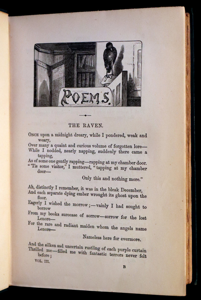 1883 Rare Book Set - The Works of Edgar Allan Poe (including Poems, Tales of Mystery and Imagination, Other).