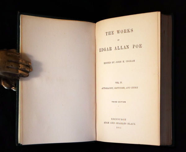 1883 Rare Book Set - The Works of Edgar Allan Poe (including Poems, Tales of Mystery and Imagination, Other).