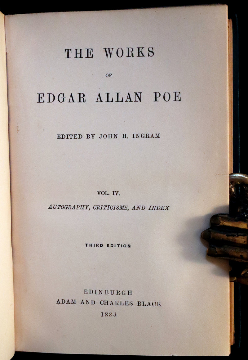 1883 Rare Book Set - The Works of Edgar Allan Poe (including Poems, Tales of Mystery and Imagination, Other).
