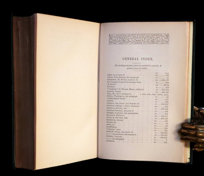 1883 Rare Book Set - The Works of Edgar Allan Poe (including Poems, Tales of Mystery and Imagination, Other).