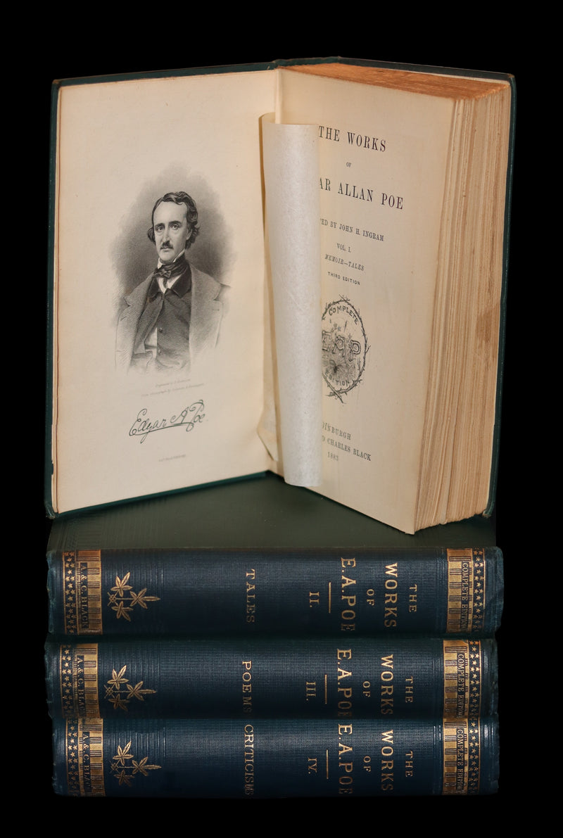 1883 Rare Book Set - The Works of Edgar Allan Poe (including Poems, Tales of Mystery and Imagination, Other).