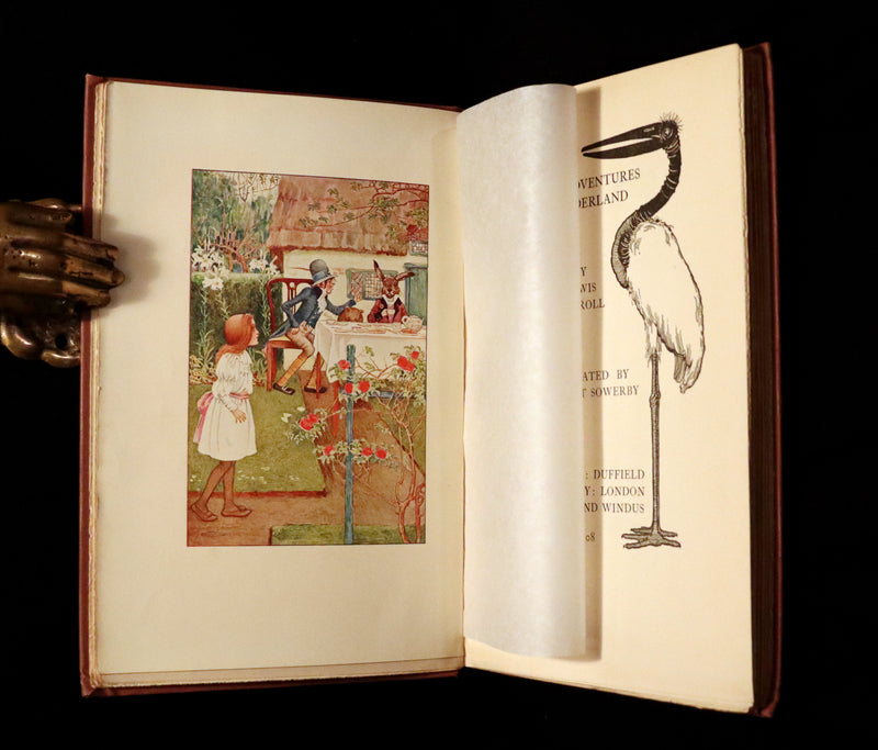 1908 Scarce Book - Alice's Adventures in Wonderland Illustrated by Amy Millicent Sowerby. 1st US Edition.