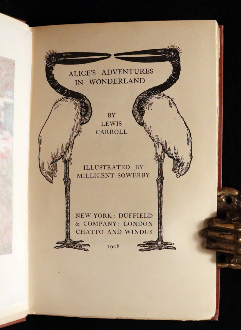 1908 Scarce Book - Alice's Adventures in Wonderland Illustrated by Amy Millicent Sowerby. 1st US Edition.