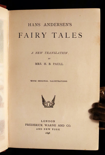 1898 Rare Victorian Book - Hans Christian Andersen's FAIRY TALES with original illustrations.