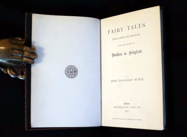 1878 Rare 1stED Book - FAIRY TALES, Their Origin and Meaning with Some Account of Dwellers in Fairyland.