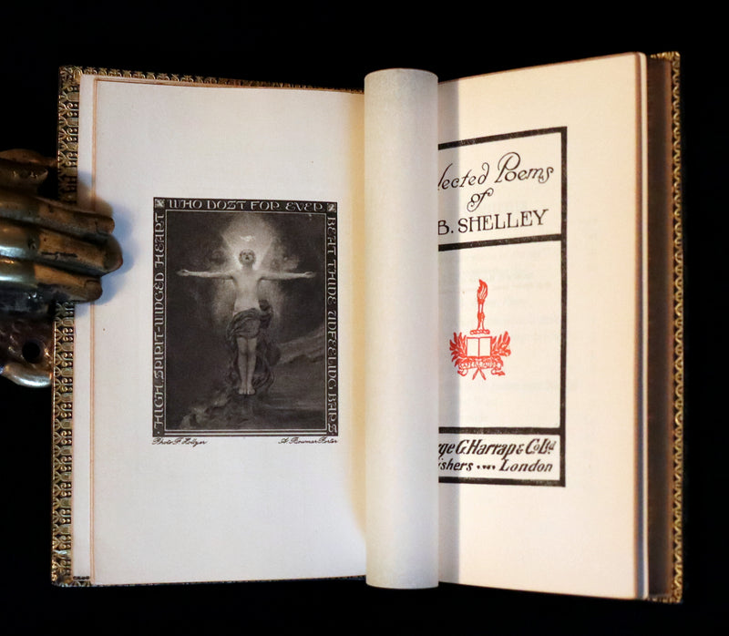 1920 Beautiful Riviere Binding -Selected Poems Of Percy Bysshe Shelley, English Romantic poet.