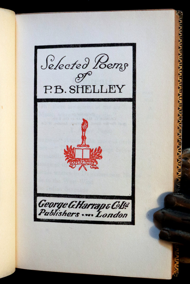1920 Beautiful Riviere Binding -Selected Poems Of Percy Bysshe Shelley, English Romantic poet.