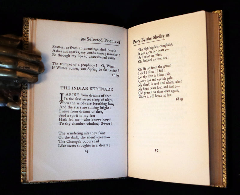 1920 Beautiful Riviere Binding -Selected Poems Of Percy Bysshe Shelley, English Romantic poet.