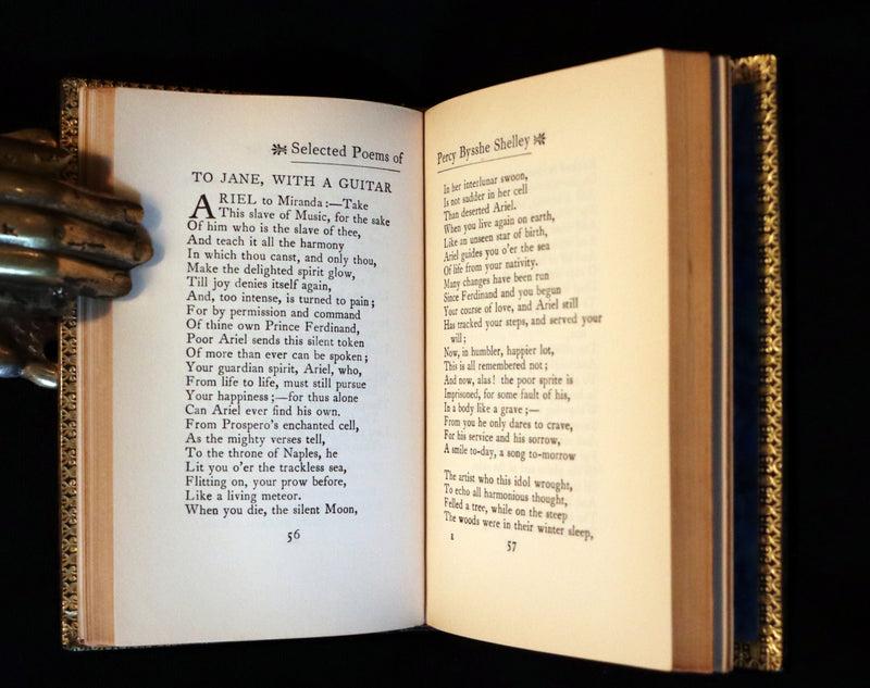 1920 Beautiful Riviere Binding -Selected Poems Of Percy Bysshe Shelley, English Romantic poet.