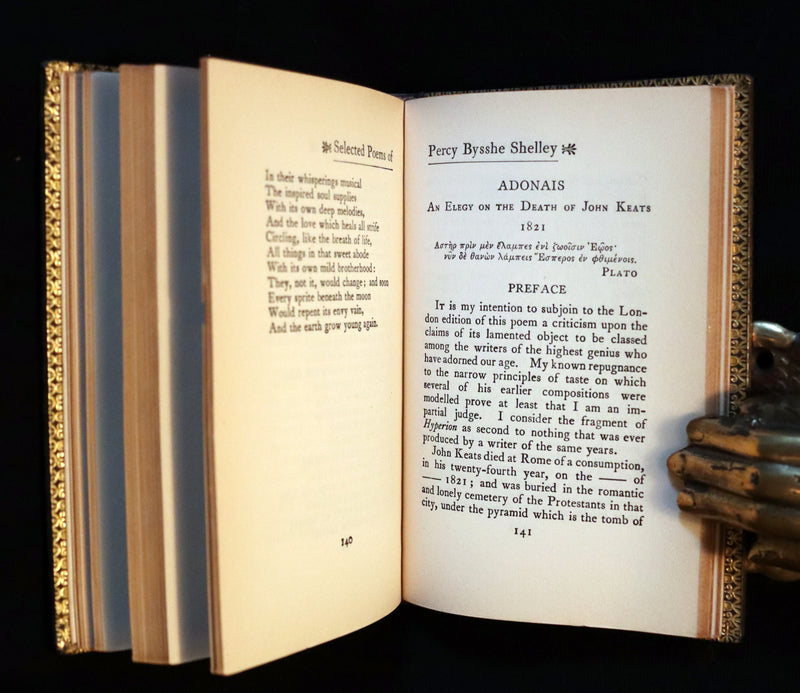 1920 Beautiful Riviere Binding -Selected Poems Of Percy Bysshe Shelley, English Romantic poet.