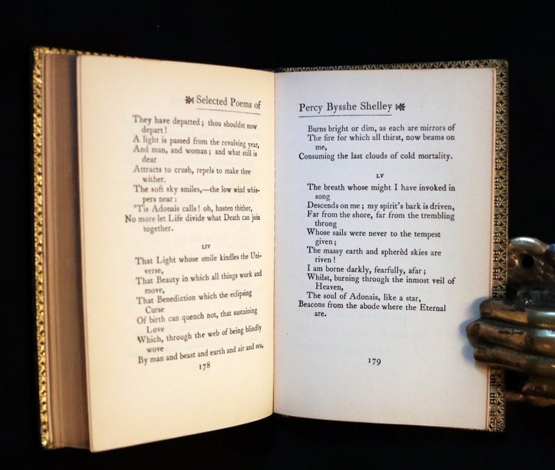 1920 Beautiful Riviere Binding -Selected Poems Of Percy Bysshe Shelley, English Romantic poet.