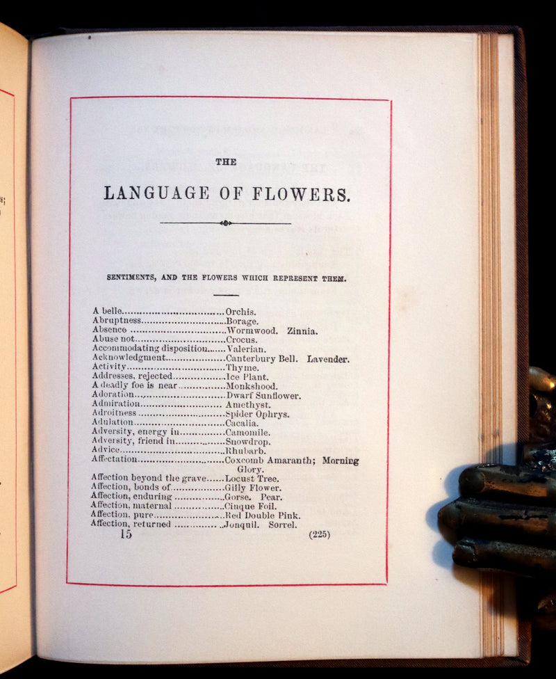 1870 Scarce Floriography Book - FLOWERS, Their Language, Poetry, and Sentiment.