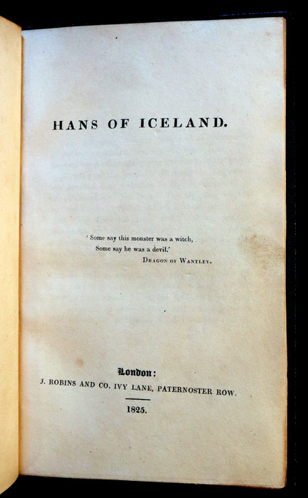 1825 Rare First Edition - HANS of ICELAND by Victor Hugo Illustrated by Cruikshank. Gothic Novel.