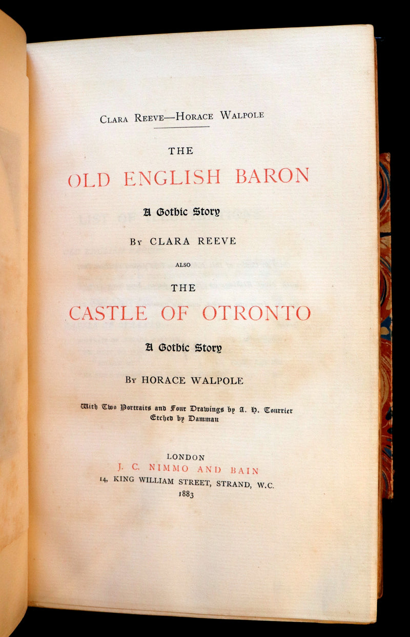 1883 Rare Gothic Book - The Castle of Otranto, (Bound with) The Old English Baron. Illustrated, limited #27/40.