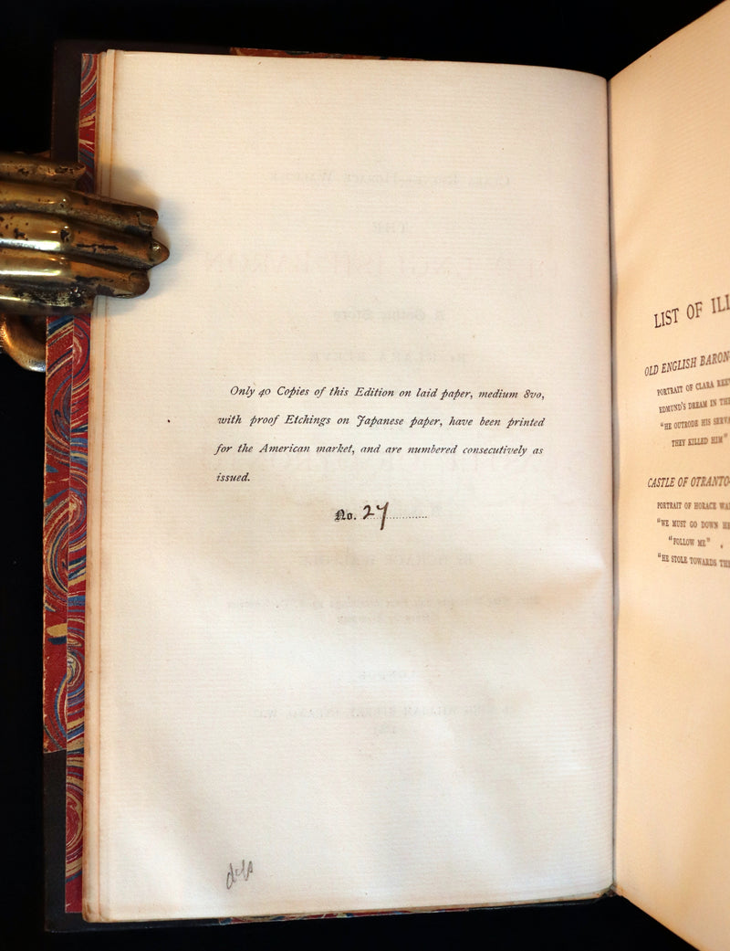 1883 Rare Gothic Book - The Castle of Otranto, (Bound with) The Old English Baron. Illustrated, limited #27/40.