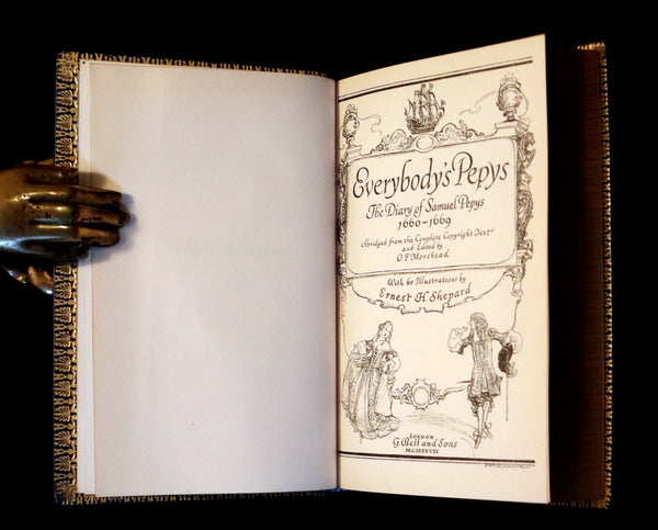 1927 Beautiful Bayntun Binding - The Diary of Samuel Pepys 1660-1669 illustrated by Ernest Shepard.