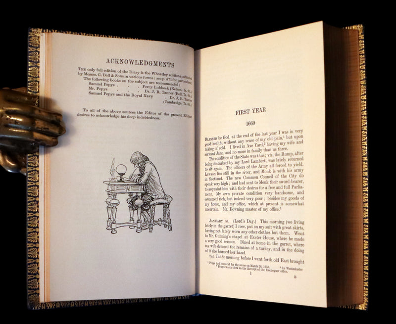 1927 Beautiful Bayntun Binding - The Diary of Samuel Pepys 1660-1669 illustrated by Ernest Shepard.