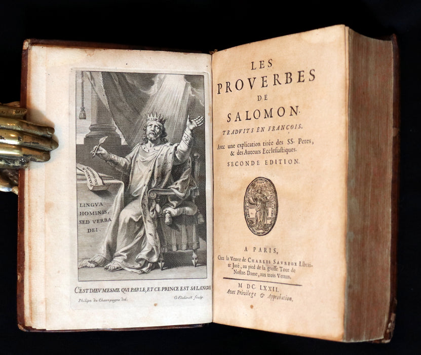 1672 Rare Latin French Book Bible - The Book of Proverbs - Les Proverbes de SALOMON.