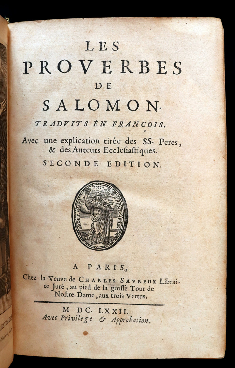 1672 Rare Latin French Book Bible - The Book of Proverbs - Les Proverbes de SALOMON.