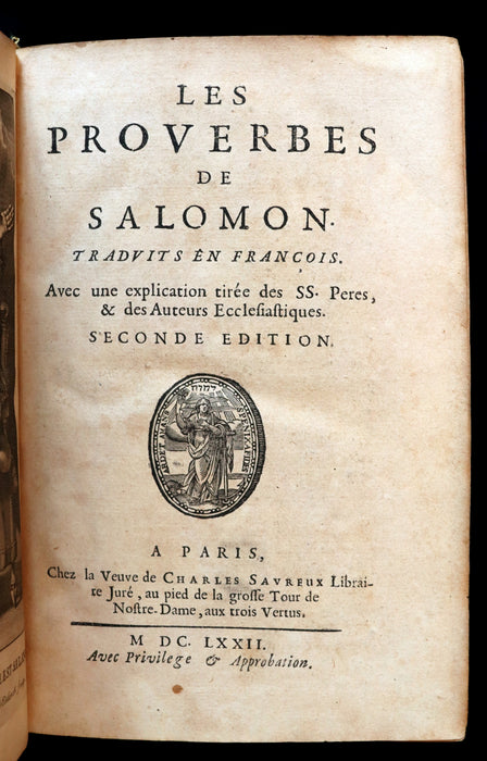 1672 Rare Latin French Book Bible - The Book of Proverbs - Les Proverbes de SALOMON.