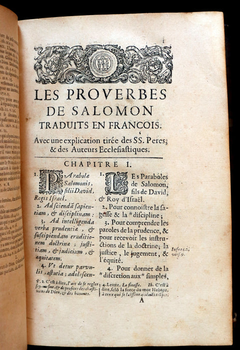 1672 Rare Latin French Book Bible - The Book of Proverbs - Les Proverbes de SALOMON.