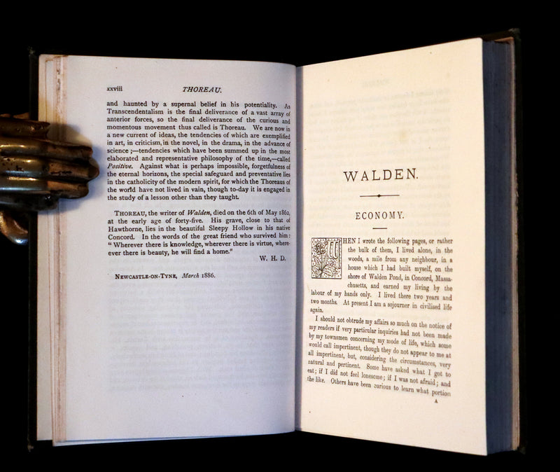 1886 Rare Victorian Book - WALDEN by Henry David THOREAU. Introductory Note by Will H. Dircks.